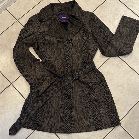 Mexx Women's Trench Coat in Olive Green & Black Snake Pattern - Picture 3 of 13